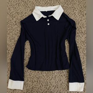 [SOLD] Chic Long Sleeve Polo Collared Shirt
